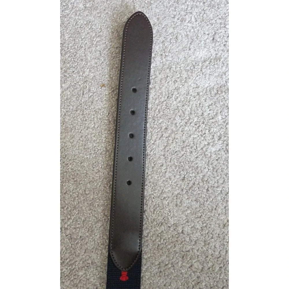 Penguin Men's Belt Red EMBROIDERED Lobster Pattern ~Brown Leather Size 32 ~ NWT